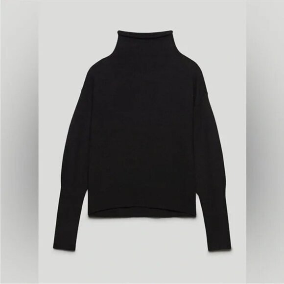 Aritzia Wilfred Cyprie Wool Turtleneck Sweater Mock Neck Black Size XS - Picture 2 of 7